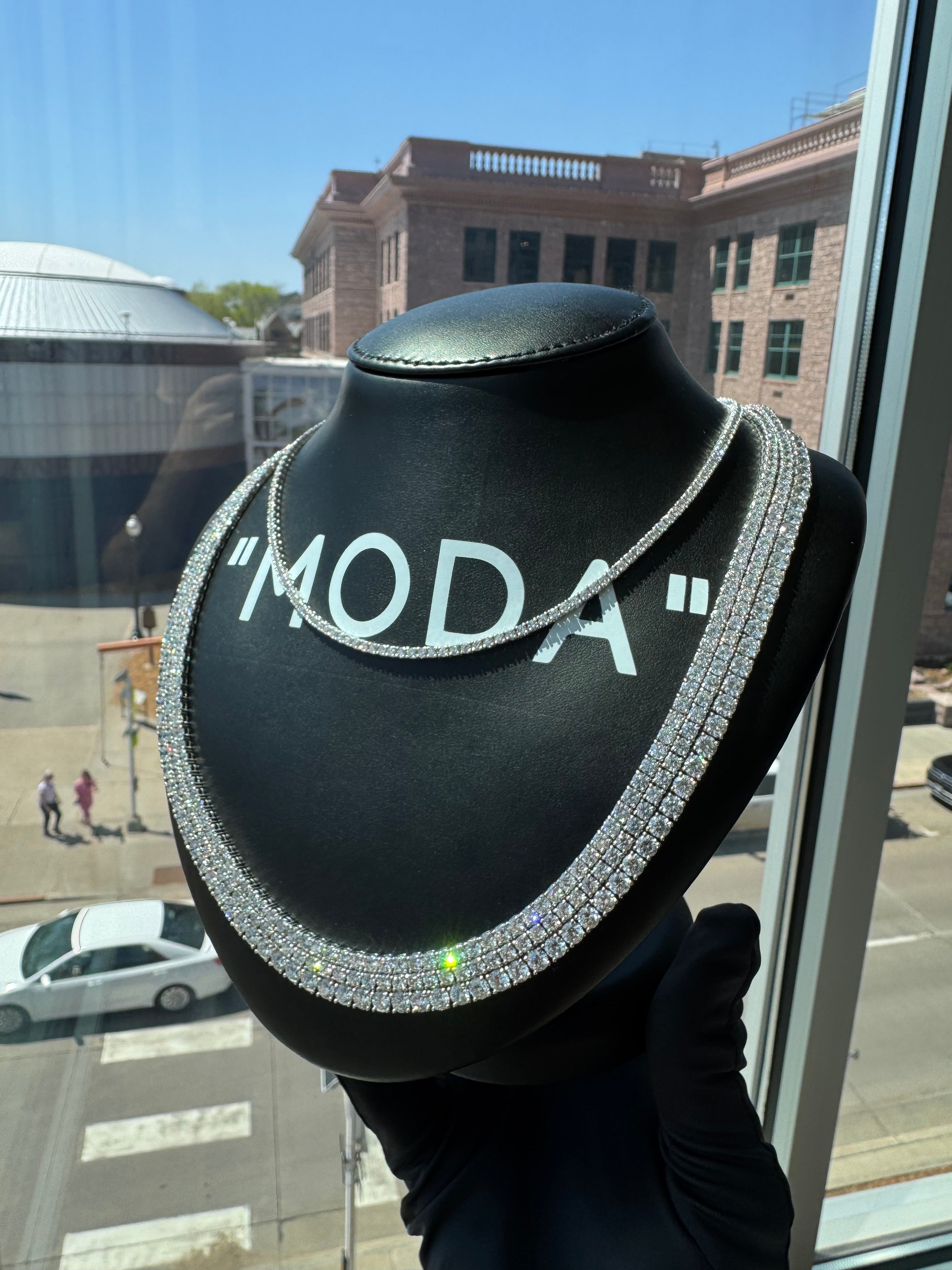 14k Yellow/White Gold Lab-Grown Diamond Tennis Necklace D-F VS+