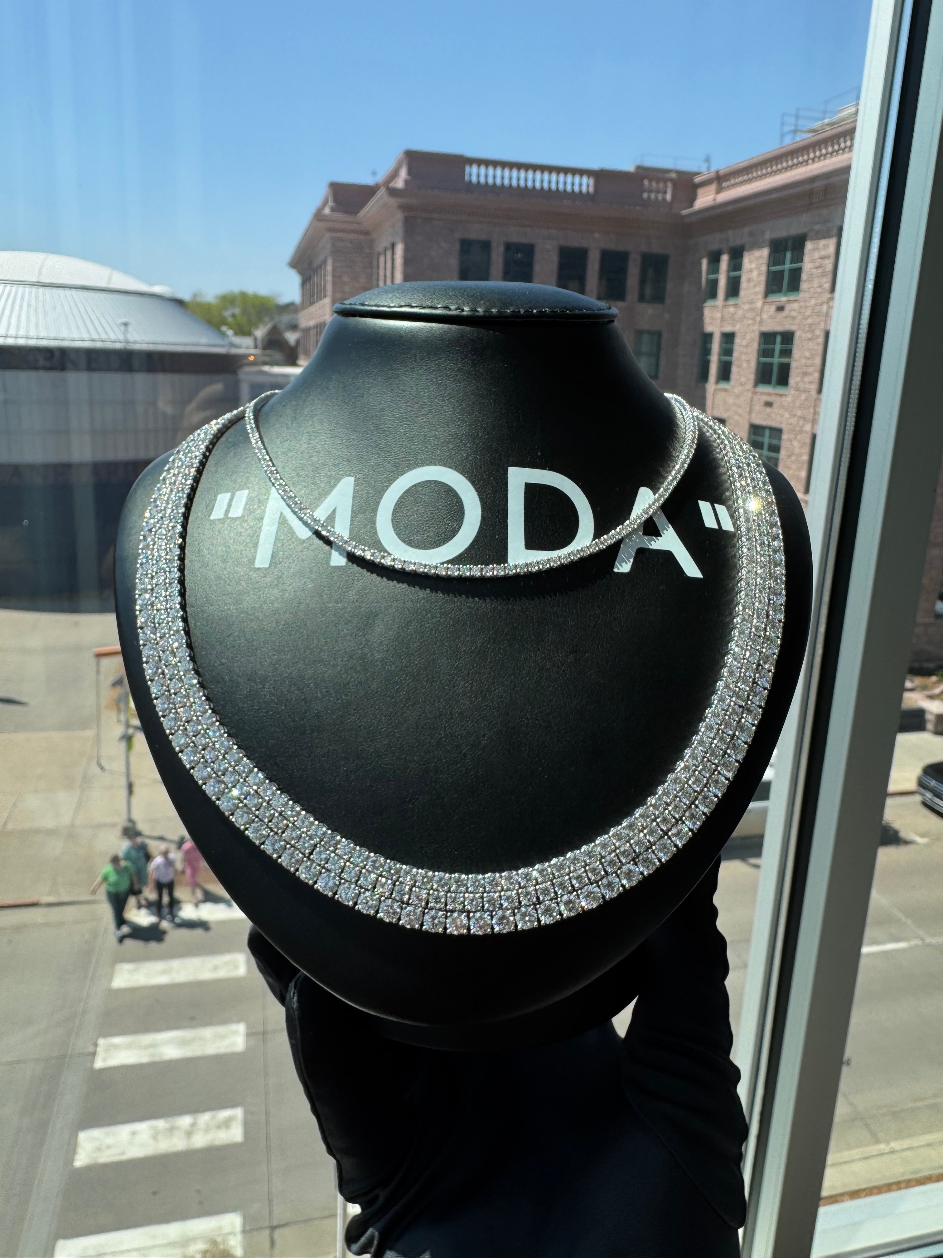 14k Yellow/White Gold Lab-Grown Diamond Tennis Necklace D-F VS+